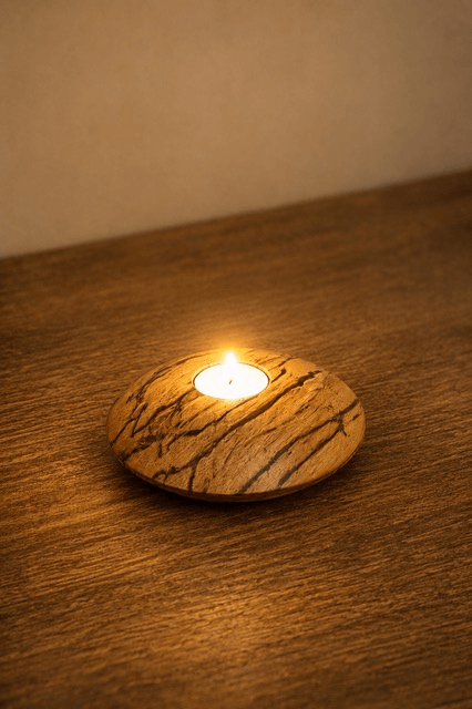 PHOTOPHORE BOIS SERPENT ROND – Image 2