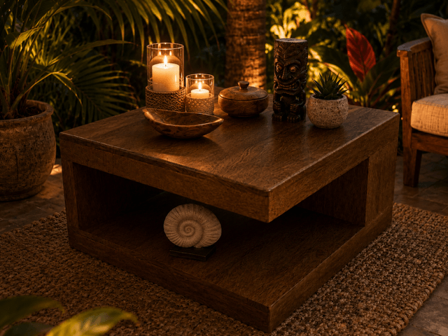 TABLE BASSE CARREE EN WACAPOU – Image 5