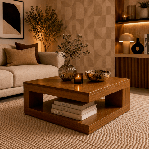 TABLE BASSE CARREE EN WACAPOU – Image 3