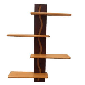 Étagère murale design en Manil et ébène rouge avec ruban LED intégré fabriquée artisanalement en Guyane française.