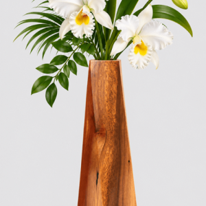 Soliflore artisanal en bois d’amourette de Guyane de 25 cm – création Motipiebwa